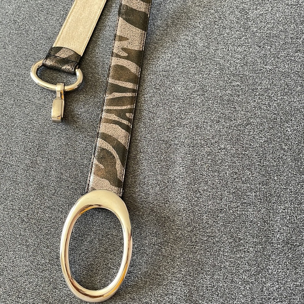 Lodis Zebra Print Metallic Adjustable slide style belt